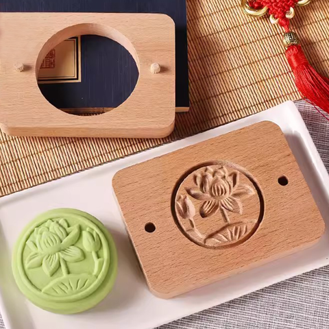 Wooden Cookie Mold - Lotus