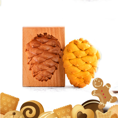 Wooden Cookie Mold - Pinecone