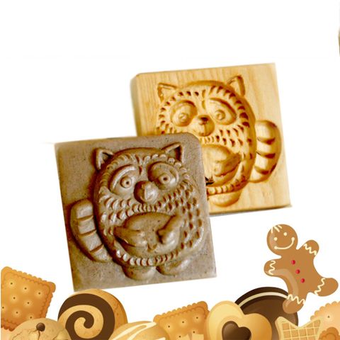 Wooden Cookie Mold -  Raccoon