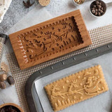 Wooden Cookie Mold -  Santa Claus Deer Sleigh