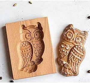 Wooden Cookie Mold - Owl