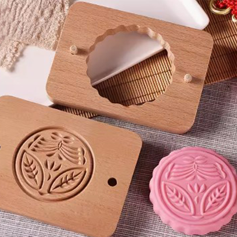 Wooden Cookie Mold - Pansies