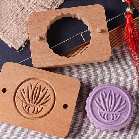 Wooden Cookie Mold - Flower Basket