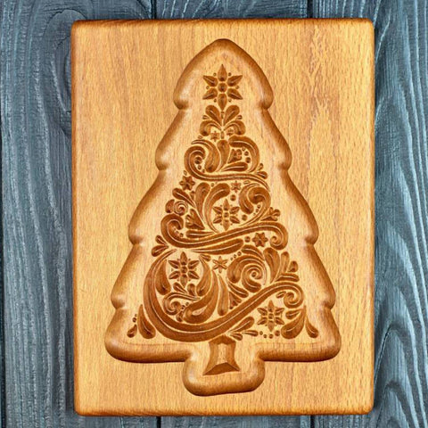 Wooden Cookie Mold -  Traditional Christmas Tree