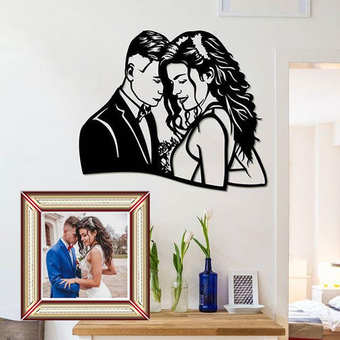 Personalized Wood Portrait, Anniversary Gift