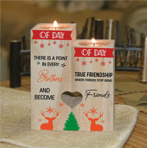 Painted Wood Candle Holders, True Friendship